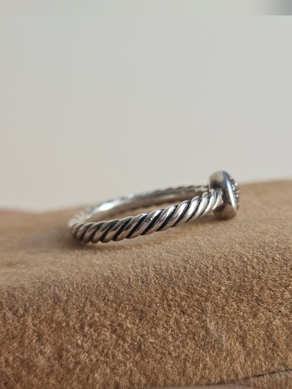 David Yurman Cable Collectibles Diamond Heart Pavé Sterling Silver Ring Size 6✨️ - Picture 5 of 15